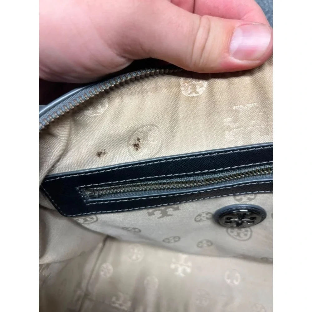 Tory Burch Black Leather Satchel Doctor Bag Top Handle Structured Purse